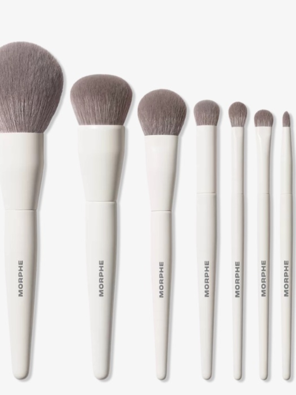 Morphe Eye & Brow Brush Set - White Handles with Taupe Bristles - Picture 2 of 7